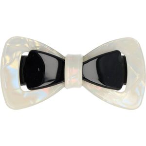 Haarsoires Haarspeld Patentspeld Strik 6,5cm – Marmer Patroon – Anti-Slip – Crème/Zwart - Haarspelden voor Dames - Haarklem - Haarclip - Haaraccessoires - Hair Clip - Decoratieve Haaraccessoire