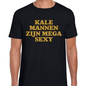 Bellatio Decorations Verkleed T-shirt heren - kale mannen zijn sexy - zwart - glitter goud - fout/goud/stout M