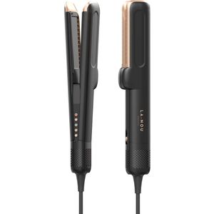 La Nou® Airstraighter Zwart - Hairstyler - Airstrait - Ionische föhn - 2-in-1 - 90℃ t/m 160℃ _ Hot Air Styler - Wet to dry styler - Keramische stijltang - Haarstylingtool - Professionele föhnborstel - Glanzend haar - Anti-pluis - Coldshot