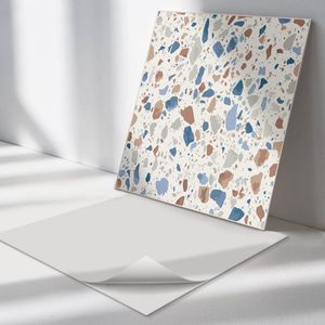 Wallfluent Vinyl Wandpaneel - Natuursteenpatroon Wandpaneel PVC - 50 cm x 50 cm - Romig Vinyl Wandpaneel - Set van 4 - Vierkant Wandbekleding Vinyl - Texturen Wandpaneel - Zelfklevend Wandpaneel - Wandpaneel Keuken en Badkamer