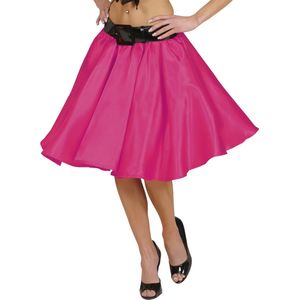 Widmann - Jaren 50 Kostuum - Satijnen Rokje Met Petticoat, Roze Vrouw - Roze - One Size - Carnavalskleding - Verkleedkleding