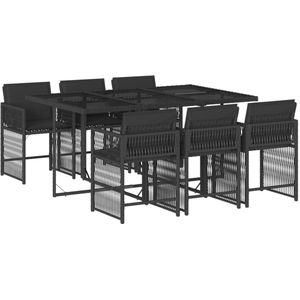 vidaXL 7-delige Tuinset - Poly Rattan - Zwart Tuin Set - Eetkamerset - Buitentijd - Lounge Set - Ratan Meubel