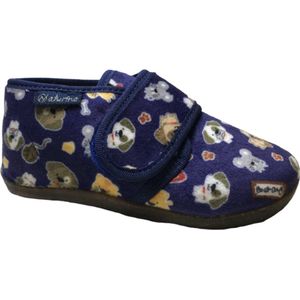 Naturino velcro huisdieren velvet pantoffel blauw mt 20