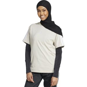 Adidas - Essentials 3 Stripes - T-shirt - Grijs - Katoen - Korte Mouwen