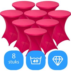 Statafelrok Roze x 8 – ∅80-85 x 110 cm – Statafelhoes Stretch 8 Stuks – Tafelhoezen voor Statafel Sta Tafel Hoes | Staantafelhoes - Geschikt voor Horeca Evenementen | Cocktailparty | Trouwerij