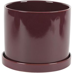 Rasteli Bloempot-Sierpot met Schotel Aubergine Rood D 16,3 cm H 12.8 cm