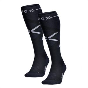 STOX Energy Socks - 2 Pack Skisokken voor Mannen - Premium Compressiesokken - Kleur: Donkerblauw/Wit - Maat: Large - 2 Paar - Voordeel - Mt 43-47