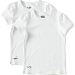Little Label Ondergoed Meisjes - Meisjes T shirt Maat 170-176 - Wit - Zachte BIO Katoen - 2 Stuks - Basic t shirt meisjes - Ondershirt