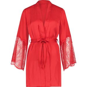 Hunkemöller Dames Nachtmode Kimono Satin - Rood - maat XL/XXL