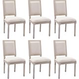 Set van 6 stoelen van stof en heveahout - Beige - AMBOISETTE L 50 cm x H 95 cm x D 60 cm