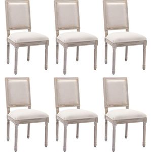 Set van 6 stoelen van stof en heveahout - Beige - AMBOISETTE L 50 cm x H 95 cm x D 60 cm