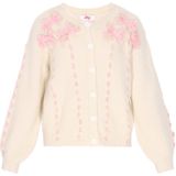 MYMO - Gebreid Vest - Pink / Offwhite - Lange Mouw - Ronde Hals