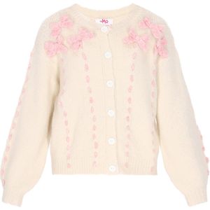 MYMO - Gebreid Vest - Pink / Offwhite - Lange Mouw - Ronde Hals