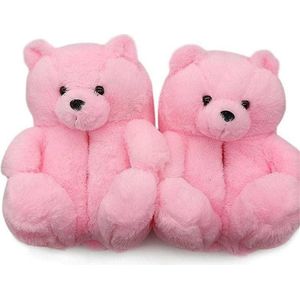 Malinsi Beer Pantoffels Dames en Heren - Knuffelbeer Sloffen - Roze - 36-42 - AntiSlip - Kinderen - Teddy - Cadeau