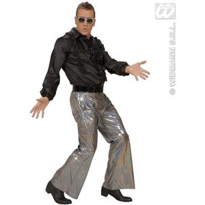 Widmann - Jaren 80 & 90 Kostuum - Holografische Broek, Zilver Man - Zilver - XL - Carnavalskleding - Verkleedkleding