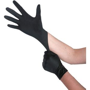 Zwarte wegwerphandschoenen latex poedervrij - 100 stuks - Maat S, M, L, XL
