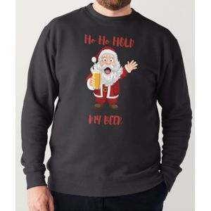 Foute kersttrui heren - opdruk Ho Ho HOLD my beer - zwart - L