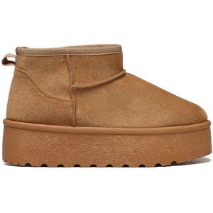 Smile Favorites® Dames Uggies - Pantoffels, Boots - Camel - Suedine - Maat 38 -