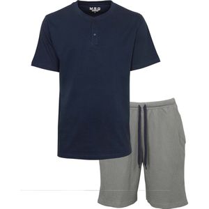 MEQ Heren Shortama - Pyjama Set - 100% Katoen - Blauw - Maat L