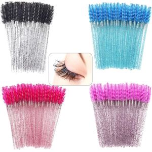 200Pcs Eyelash Brushes - Disposable Mascara Brushes - Wands Applicator - Eyebrow Lash Brushes Makeup Kit - met Crystal Handle