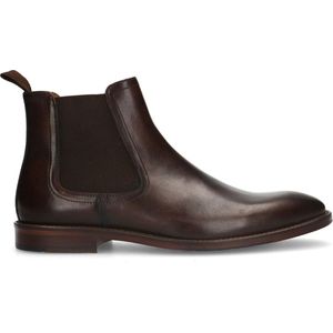 Manfield - Heren - Donkerbruine leren chelsea boots - Maat 46