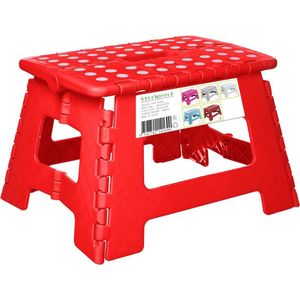 Splendole Kleine opvouwbare opstapkruk 22cm Antislip Top Compacte opvouwbare plastic kruk Gemakkelijk op te bergen, perfect voor opstapje of badkamerstap rood