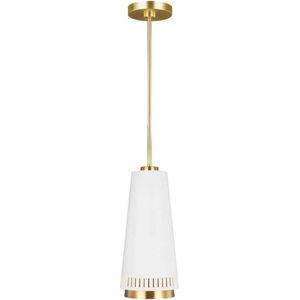 Feiss LED Pendelarmatuur Carter | 1X E27 Max 60W | Dimbaar | Matte White with Brass accents