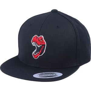 Hatstore- Kids Red Angry Dinosaur T Black Snapback - Kiddo Cap Cap
