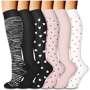 Koperen compressiekousen voor mannen en vrouwen (6 paar) - Optimale ondersteuning voor verpleging, hardlopen, wandelen en herstel (SM)