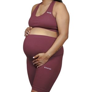 Lovevie 2-Delige Zwangerschapsset - Top + Korte Broek - Zachte Loungewear - Zwangerschap - Comfortabel & Ademend - Bruin - Maat S