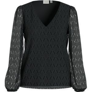 Vila - Vifero V-neck Top - Zwart - T-shirt - Dames