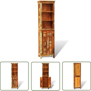 The Living Store Boekenkast Houten Antieke Stijl - 50 x 30 x 180 cm - Gerecycled Hout