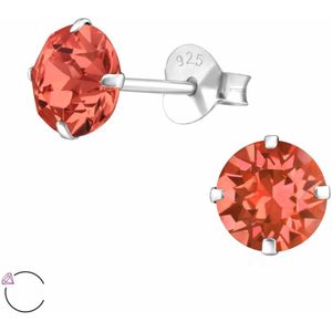 Oorbellen dames | Oorstekers | Zilveren oorstekers, ronde Swarovski kristal