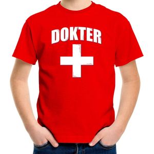 Dokter met kruis verkleed t-shirt rood voor kinderen - arts carnaval / feest shirt kleding / kostuum 146/152