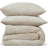 PHLOX - Dekbedovertrek Flanel Fleece - Licht Beige - Tweepersoons 200x220 cm + 2 Kussenslopen