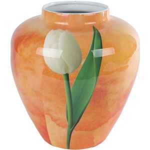 Vaas ""Tulp"" oranje metaal 20x20x22cm
