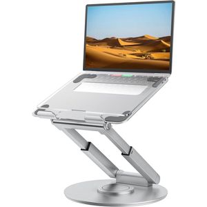 Laptopstandaard, in hoogte verstelbaar, met 360 graden draaibare basis, ergonomische laptopstandaard, laptopverhoging voor bureau, staande laptopstandaard, computerstandaard met MacBook Pro, laptops