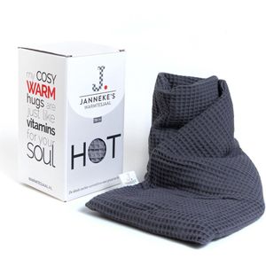 Janneke's Warmtesjaal - pittenzak - lijnzaad - zacht -extra lang - wafelstof antraciet
