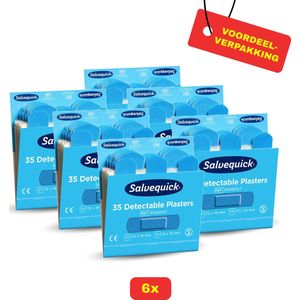 6 x Salvequick Detecteerbare Pleisters 35 stuks - Voordeelverpakking!