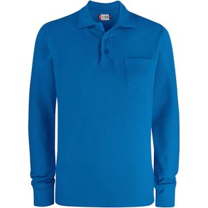 Clique Herenpoloshirt met knopen, borstzak en lange mouwen Kobalt Blauw - M