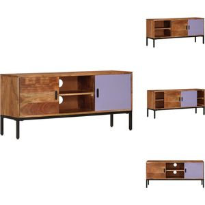 vidaXL Houten Televisiekast - Vintage Design - Massief Acaciahout - Honingbruin - 110x30x50cm - Kast