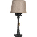 Clayre & Eef Tafellamp Ø 27x54 cm E27/max 1x60W Bruin Kunststof Rond Palmboom Bureaulamp