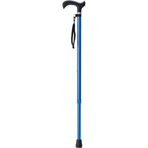Wandelstok Blauw met ergonomisch comfort handvat en polsbandje - Loopstok - Verstelbaar 76 - 98,5 cm - Lichtgewicht