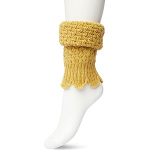 Bonnie Doon Honeycomb Boot Top Dames Geel - Korte Beenwarmer - Honinggraatmotief - Heerlijk warm - Boven de Laarzen/Wandelschoenen/Sneakers - Warme Enkels - Wol - Grof Gebreid - Mineral Yellow - BN351789.283