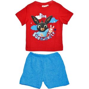 BING shortama - rood met blauw - Bing Bunny pyjama - maat 104/110