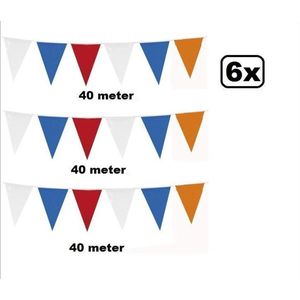 6x Vlaggenlijn Holland  oranje/rood/wit/blauw 40 meter