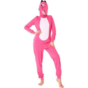 Ladeheid Dames Overal slapen Pyjama - met Capuchon - Lange mouwen - Lange broek - Katoen - LA-LA40-234-PJ - Donkerroze Dino - S