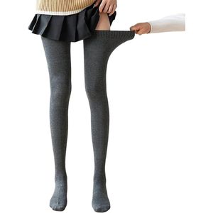 3 paar overknee kousen, ondoorzichtige kousen, kousen tot aan de dijen, grote maten imitatiewolkousen 80 cm (grijs).