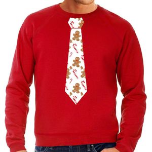 Bellatio Decorations stropdas Kersttrui/kerst sweater gingerbread zuurstok - heren XXL