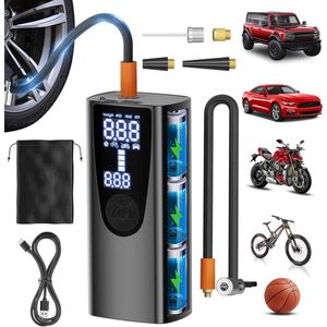 Fietspomp Elektrische luchtpomp accucompressor 150 psi mini draagbare bandenpomp met digitaal display ledlicht voor auto fiets motorfiets USB-powerbank
